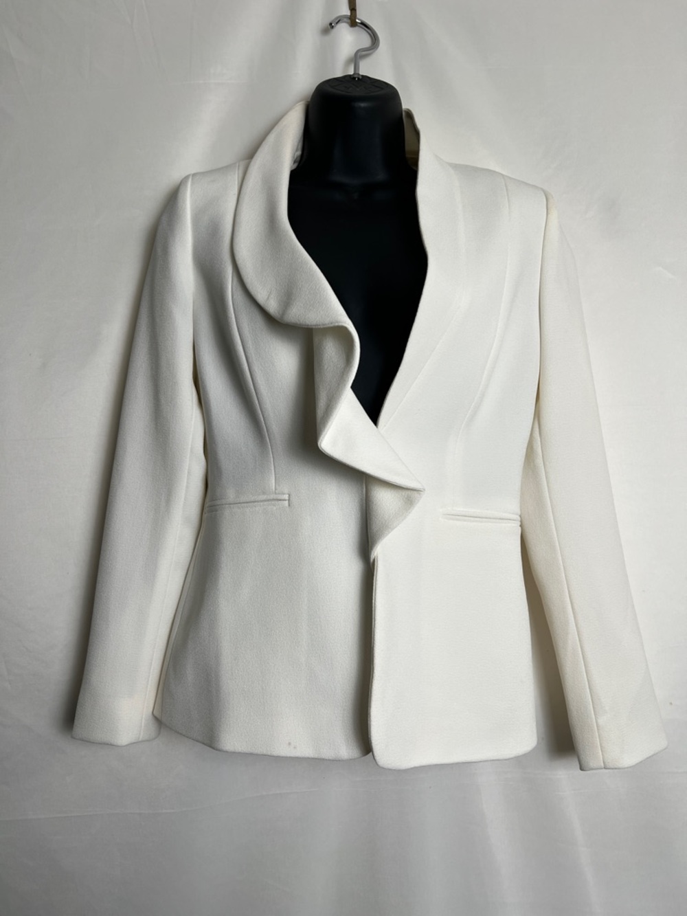 Tahari Ivory Ruffle-Front Blazer
